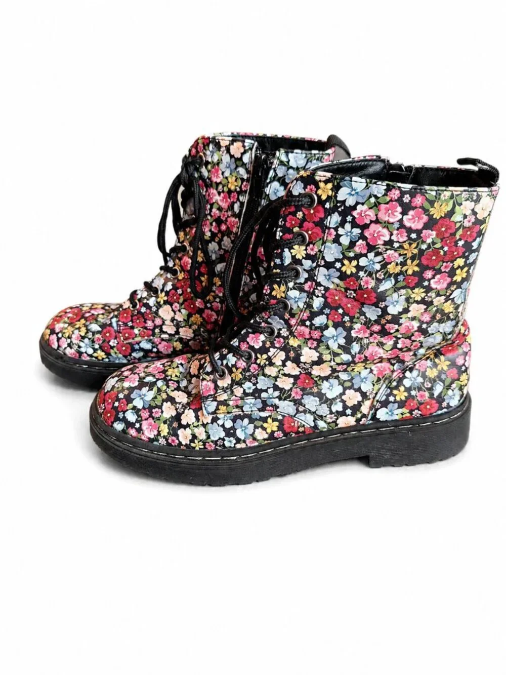 Sincerely Jules Sz 5 Floral Combat Boots Cottagecore Whimsy Grunge Lace Up
